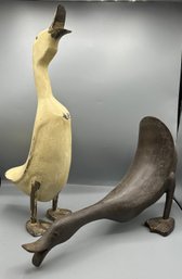 Pair Of Rustic Charming Folk Art Ducks