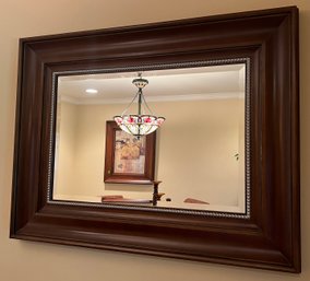 Beveled Glass Wood Frame Wall Mirror