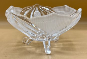 Frosted Cut Glass Bowl Tripod Candy Dish