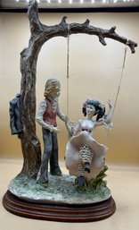 Auro Belcari Lady On Swing ' Dear' Series Figurine Hand Painted In Italy