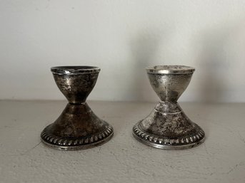 Duchin Creation Weighted Sterling Silver Candlestick Holders 5.68 OZT Total - 2 Pieces