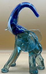 Hand Blown Heavy Art Glass Trunk Up Elephant