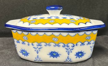 Cook Street Blue And Yellow Ironstone Butter Boat Dish