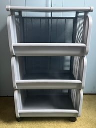 Plastic Stackable Storage Bins On Wheels - 3 Pieces