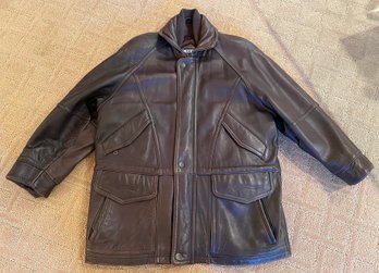 Tibor Mens Brown Leather Jacket Medium