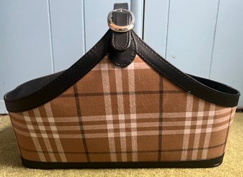 Plaid Fabric Handle Basket