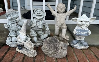 Assorted Cement And Plaster Lawn Decor - 6 Piece Lot