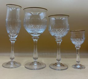 Assorted Bohemian Cut Glasses Wine Glasses - 30 Piece Lot