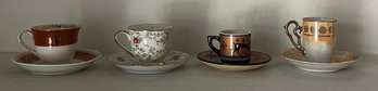Miniature Porcelain Tea Cups With Saucers - 8 Pieces