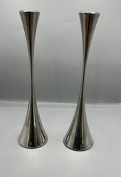 Crate And Barrel Robert Welch Stainless Steel Candlestick Holders, Set Of 2