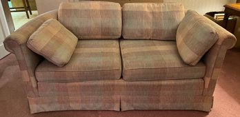 Pair Of Plaid Upholstered Loveseats - 2 Piece Lot