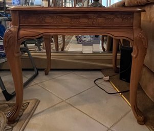 Solid Wood Glass Top Side Table