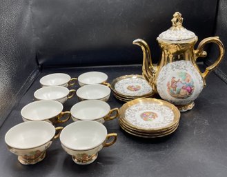 Veritable Porcelain Tea Set Made In Italy, Service For 8