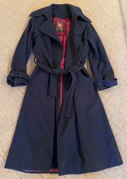 Anne Klein Navy Blue Wool Trench Coat