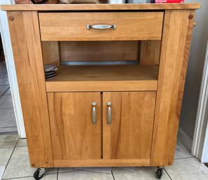 Solid Wood Cabinet With Folding End Table