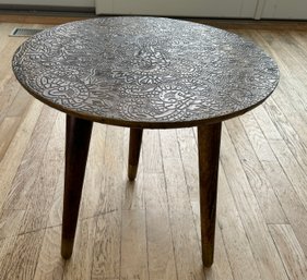 Carved Wood Accent Table Made In India