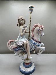 Lladro Porcelain Figurine Girl On A Carousel Horse