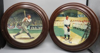 Delphi The Legends Of Baseball Lou Gehrig The Luckiest Man & Babe Ruth The Called Shot Framed Plate -Lot Of 2