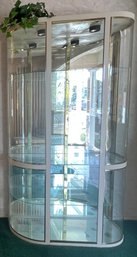 Curved Glass Curio Cabinet Display With Working Lights