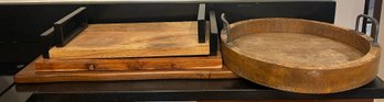 Assorted Wooden Serving Trays - 4 Pieces