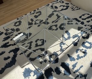Contemporary Modern Glass Top And Metal Bottom Coffee Table