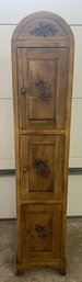 Wood Floral Engraved 3 Door Storage Cabinet