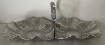 Hammered Aluminum Divided Serving Dish With Handle