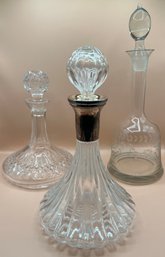 Glass Decanters - 3 Piece Lot