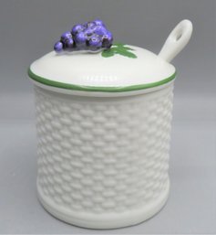 Sugar Bowl With Grape Designed Lid And Spoon