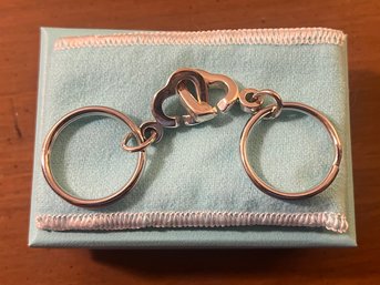 Tiffany & Co Sterling Silver Double Heart Key Chain, 0.50 OZT