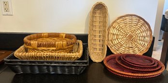 Assorted Wicker & Resin Baskets - 10 Pieces