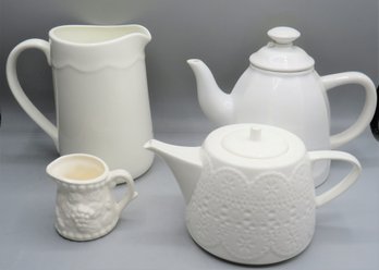 Teapot, Coffee Pot, Pitcher & Creamer - Assorted Lot  Of 4