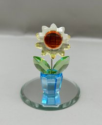 Swarovski Crystal Sunflower Figurine With Mirrored Stand