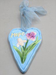 'hope' Ceramic Ornament With Blue Bow