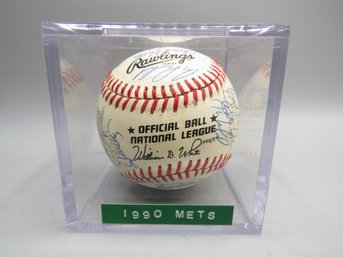 1990 Mets Autographed Baseball In Clear Box