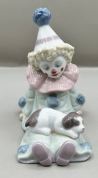 Lladro Pierrot With Puppy Porcelain Figurine