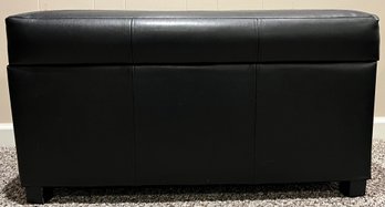 Black Faux Leather Storage Bench