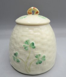 Belleek Porcelain Jar With Lid, Clovers, Ireland
