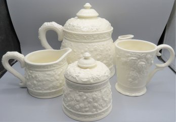 Royal Albert Old Country Roses English Coffee Collection - Teapot, Sugar Bowl, Creamer & Mug - Set Of 4