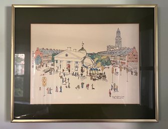 Helen McDermott Quincy Market Boston Print Framed