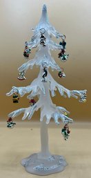 Frosted White Acrylic Christmas Tree W/Ornaments Table Top
