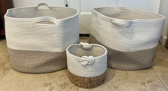 Woven Handle Storage Baskets - 3 Pieces