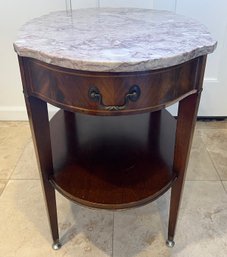 Vintage Marble Top Single Drawer Accent Table