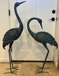 Aluminum Crane Statues,  - 2 Pieces