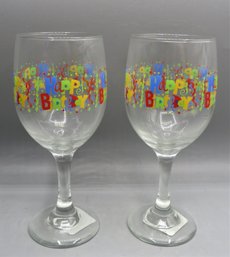 DTSC IMPORTS 'happy Birthday' Stemmed Wine Glasses - Set Of 2
