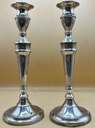 Portuguese Silverplated Pair Candlesticks