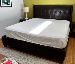 King Size Bed Leather Headboard And Bed, Mattress Not Included