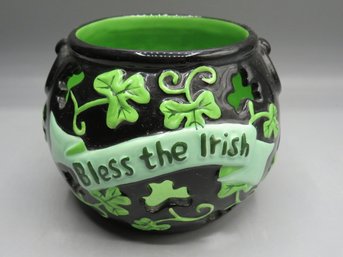 'bless The Irish' Candleholder, Ceramic