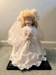 Porcelain Communion Kneeling Doll With Display Case