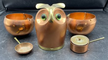 Coppercraft Guild Owl And Incense Burners , 5 Piece Set